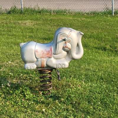 The Elephant old playground toys to be found at the Gaastra city park under the water tower.