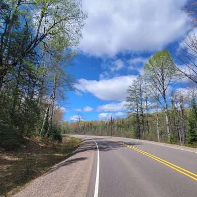 Riding on the way to Land O' Lakes in Northern Wisconsin. This is early spring just when the leaves are starting out 2022.