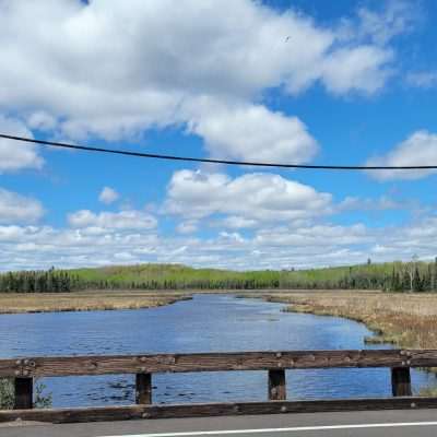 The flowage is located on County Road B on the way to Land O' Lakes. This direction North goes to Mamie Lake.