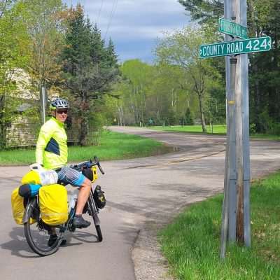 Home at County Road 424 and Pentoga Road. After 1550 miles and 23 peddle days we have only 2 miles to go. Started in Denver Colorado, Pass Nebraska, Pass Iowa, Pass Minnesota, Pass Wisconsin, to Upper Peninsula of Michigan.