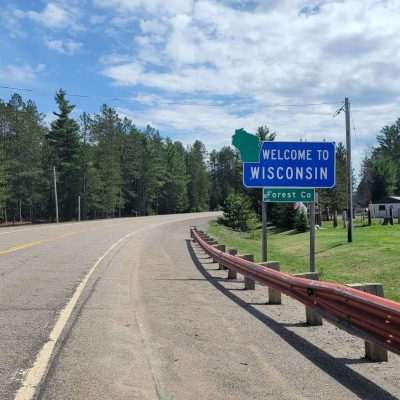 Wisconsin Forest County heading to Eagle River. The Brule river divides the two states Wisconsin and Michigan's Upper Peninsula U.P.