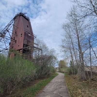 The Apple Blossom trail was a little rough in 2023, the views are fantastic with the historic mine shaft and rails at the Mining Museum in Caspian MI.