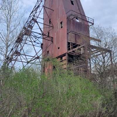 Along the Apple blossom trail you ride next to a big historic mine shaft at the Iron County Historical Museum in Caspian MI.