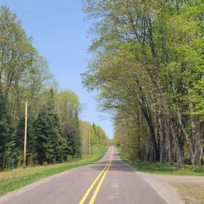 Early spring 2023 on Pentoga Road on the Michigan side about 1 mile to Hwy 424.