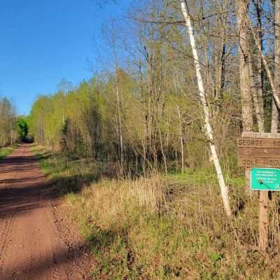 Snowmobile and OVR Route State Line Trail Signs for the Chippewa Sno-Kat Trails and George Young Golf Course Adopted Trail Sign.