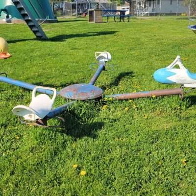 Some great old playground toys to be found at the Gaastra city park under the water tower.