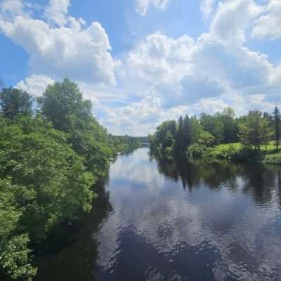 River with trees and cloudy sky