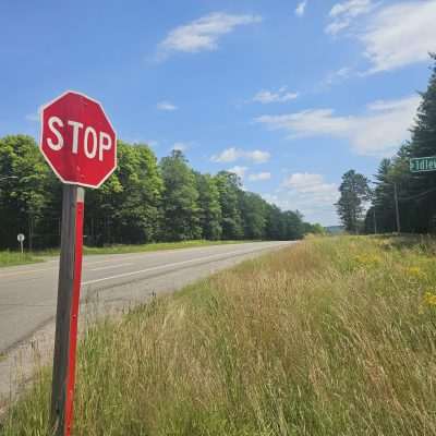 Stop sign at Idlewild Road intersection