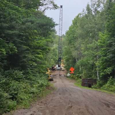 Construction site in a forest clearing