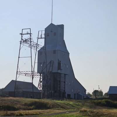 Quincy Mine Shafthouse #2 historic mining building with scaffolding