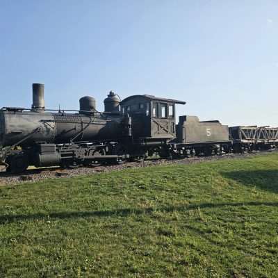 Vintage steam locomotive used at the Quincy Mine in Hancock Michigan Keweenaw Peninsula.