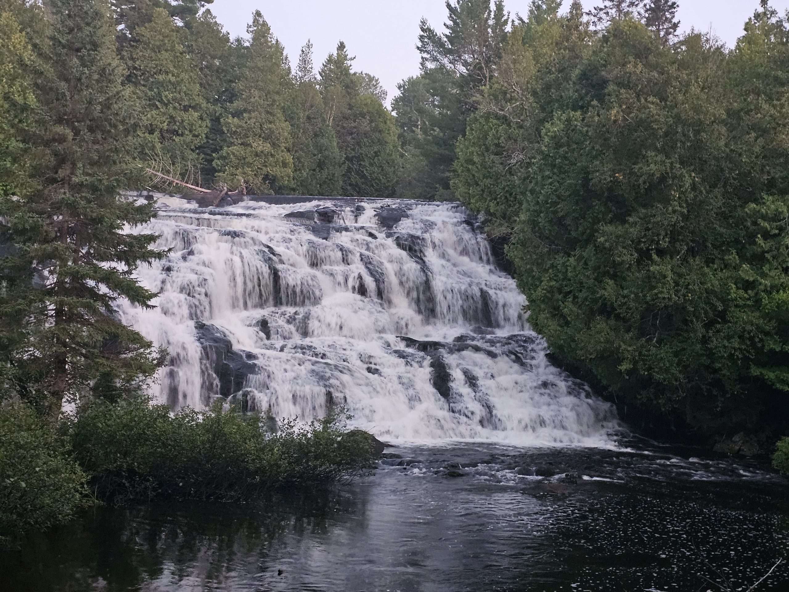 Bond Falls at the base of the falls