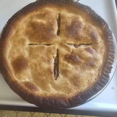 Frist Apple pie of 2024 Apples from Pentoga Michigan.