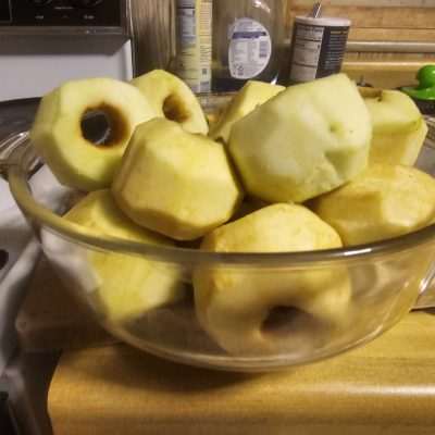 Peeled cored Apples from fruit trees in Pentoga Michigan.