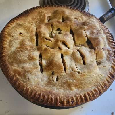 Second home made apple pie from fruit trees in Pentoga Michigan.